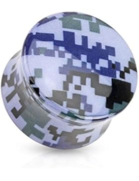 Paula & Fritz® Plug Saddle Fit aus Acryl Camouflage blaue Pixel 6.5-16mm PA26