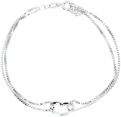 Meranu womens girls bracelet silver heart pendant bridesmaid maid of honor bridal fashion wedding jewelry - chain 7.5" (Silver plated)
