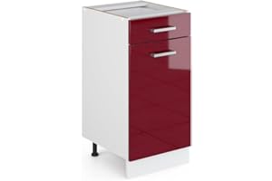 ‎VICCO Vicco Küchenunterschrank R-Line, Bordeaux Hochglanz/Weiß, 40 cm ohne Arbeitsplatte