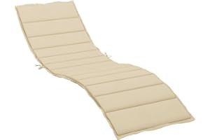vidaXL Coussin de Chaise Longue, Coussin de Bain de Soleil, Coussins de Transat, Coussin pour Chaise de Jardin Patio Extérieur Arrière-Cour, Beige 200x50x3 cm Tissu Oxford