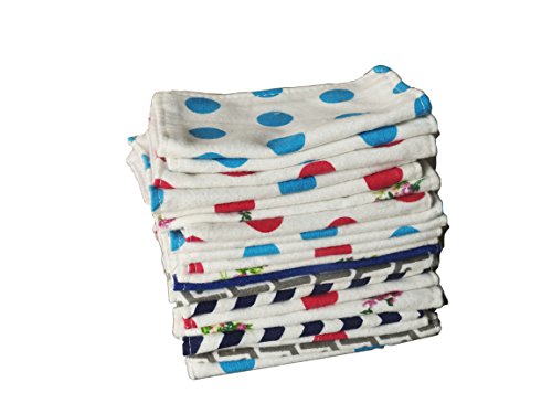 Wonder Care - Reusable Baby Wipes- 100% Cotton Flannel Cloth- 2 Layers -Ultra Soft - Assorted Color Prints with Free Box- 5" X 7" Inches (15 Count)