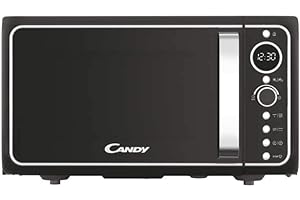 Candy Divo Forno a Microonde Vintage con Grill, 25 Litri, 1400W, 6 Programmi di Cottura, Funzioni Crisp e Defrost, Child Lock, App hOn, Libera Installazione, 48,3 x 42,5 x 28,1 cm, Nero - DIVO G25CMB