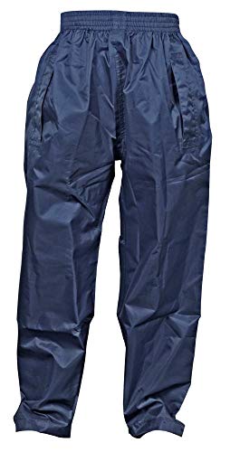 Dry Kids wasserdichte Regenhose, Überhose, für Jungen und Mädchen, aus Polyester, mit praktischen Druckknöpfen, in Navy Blau, für Kinder ab 2 Jahren