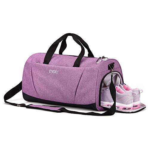BonClare Gym Bag with Shoes Compartment and Wet Pocket,Sports Duffel Bag for Yoga/Swim,Travel Duffle Bag for Men and Women (Purple-?)