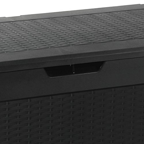 Oxid7® Kunststoff Auflagenbox in Rattan Optik Anthrazit – Maße (LxBxH): ca. 119x48x60cm – abschließbar – mit Rollen – 310 Liter (Design „Rato“) - 4