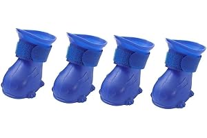 Emily Pets 4Pcs Waterproof Dog Rain Boots Anti-Slip Puppy Shoes, Breathable Pet Paw Protectors, Durable Pet Booties for Small Dogs & Cats, Indoor/Outdoor Footwear (Dark Blue- Small)