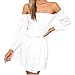 Produktbild Btruely Kleid Damen Elegant Mädchen Trägerlos Partykleid Lose Cocktailkleid Langarm Abenkleid Vintage Minikleid Hohe Taille Kleid Böhmen Kleid (S, Weiß)