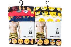 Louise23 6prs Men’s Cotton Lycra Designer Novelty Funny Faces Design Boxer Shorts Trunks Underwear Gift Size Small