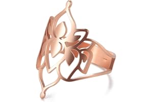 TEAMER Anillos de acero inoxidable de Arcángel Metatron de tamaño variable, joyería ajustable de la flor de la vida para mujeres y niñas