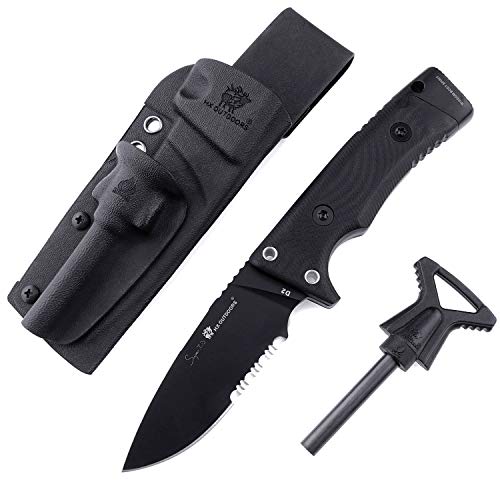 HX OUTDOORS - Premium Qualität Überlebensmesser,Professionell Tactical Messer, Outdoor Survival Messer, Jagdmesser, Stahl D2,Ergonomie Griff aus G10,Gesamtlänge 8.6-Zoll (TD01)