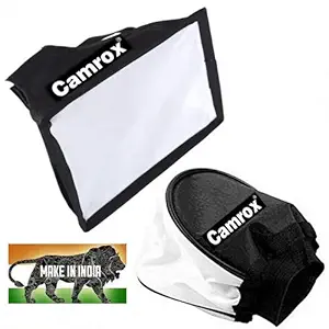 Camrox 2 Flash Soft Box Combo Pack Mini Box Speedlite Diffuser||Black and White||