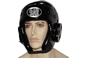 BAY SPORTS Bay KLS schwarz PU Kopfschutz Kopfschützer Headguard Kampfsport, Kickboxen, Kick-Boxen, Taekwondo, Tae Kwon Do, TKD, CE, schwarz, Größe XS, S, M, L, XL