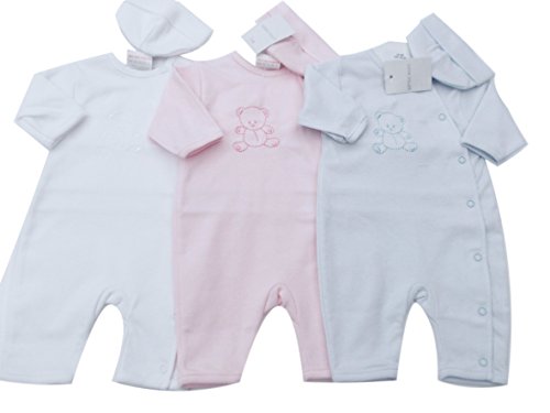 BNWT Tiny Baby NB Premature Preemie Baby white cotton teddy sleepsuit Clothes (3-5LBS, pink)