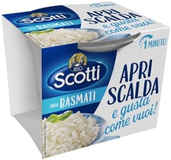 Riso Scotti, Apri Scalda e Gusta Basmati, Cup di Riso Monoporzione Pronto in 1 Minuto, 200g
