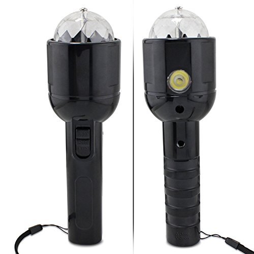 2 in 1 3W Kristallball-Effekt-Licht LED-Rundumbühnenbeleuchtung für Disco DJ Party und tragbaren aufladbaren Taschenlampe für Camping Wandern Schwarz