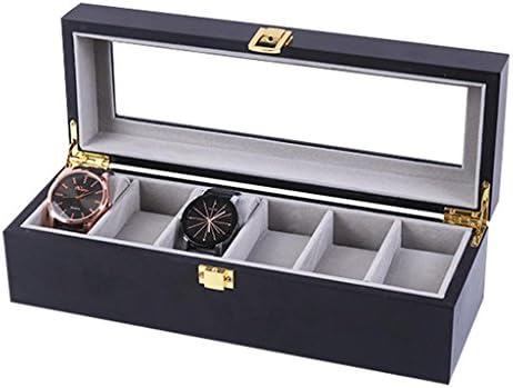 WEIQI BOX 6 High-grade watch box/wooden paint watch jewelry storage box/dust cover/Watch counter props, 6 black matte