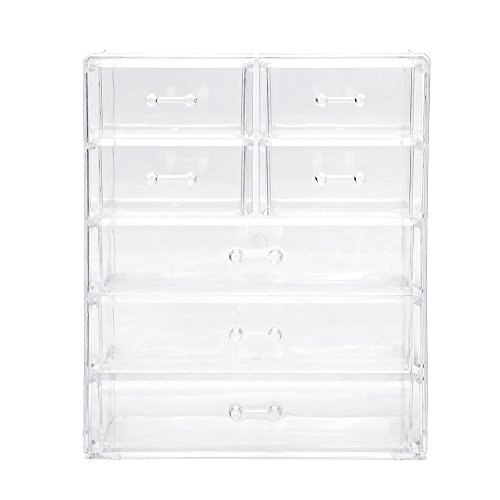 Acryl Makeup Box, EZOWare Acryl Makeup und Kosmetik Aufbewahrung / Organiser mit 5 Ebenen 7 Schubladen – Kristall - 3