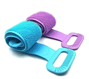 Zoreo Back Scrubber Belt Body Wash Brush Loofah Dry Brushing Exfoliating Bath Scrub For Men Women and kids - Multicolor (Pack of 2)