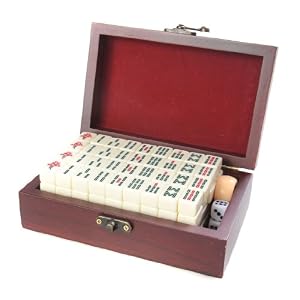 Quantum Abacus Set de Mahjong/mah-jongg, Piezas de imitación de Marfil Blanco en una Fina Caja de Madera (17cm x 11cm x 6cm) (MJ001-01 DE)