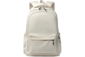 BOBETY School Bag, School Backpack for Teens Girls, Back to School Backpack, Waterproof Casual Lightweight School Bag, High School Student Backpack, Women's Daily Travel Laptop Bag (White)