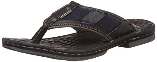 Lee Coopermens Black Leather Flip Flops Thong Sandals Uk