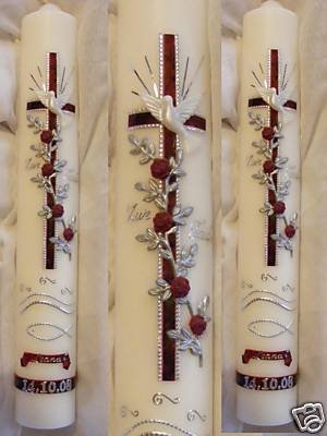 Taufkerze Kommunionkerze Junge MädchenT-31 400/40 mm inkl. Beschriftung