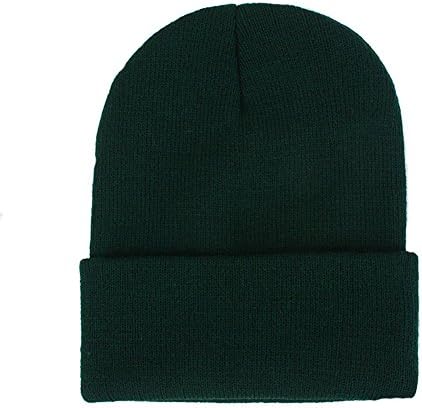 CANCA Unisex Cuff Warm Winter Hat Knit Plain Skull Beanie Toboggan Knit Hat/Cap -  Green -