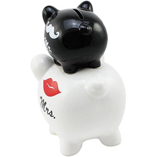 COM-FOUR® Doppel-Sparschwein „Mr. & Mrs.“ aus Keramik, ca. 14 x 20 cm - 4