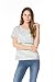 Bearsland Maternity Women's Striped Short Sleeves Maternity Nursing Top Gray/white uk size 10-12