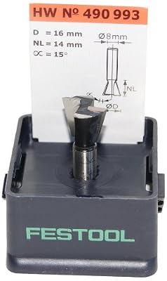 Festool Fraise à queue d aronde HW avec queue de 8mm HW S8 D16/13,5/15°