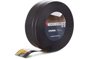 HOLZBRINK Plinthe Souple Autoadhésive Noir Plinthe pliable, 50x20 mm, 25 m