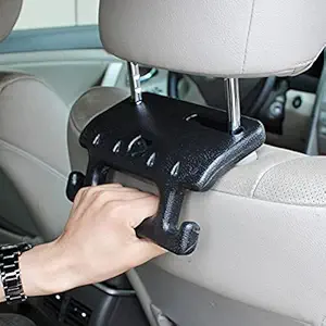 Dayish Universal Car Back Seat Hook/Headrest Hook Hanger/Car Grab Bar Handle Holder/Storage Hooks Bag Holder for Hanging Hand-Bag, Grocery, Wallets, Purse, Polybags - Black