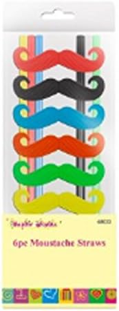 Novelty Moustache Straws Assorted (6pc)