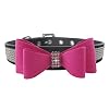 Collare per cani regolabile in Cuoio con Strass e Papillon