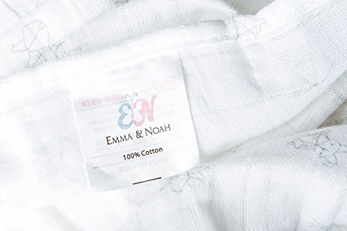 Emma & Noah Baby Pucktuch, kuschelig weich und beruhigend für Schreibabys, 120 x 120 cm, 100% Baumwolle, Weiß mit Hasen-Motiv, ideal als Puckdecke, Swaddle Blanket, Wickeltuch, Puckhilfe, Swaddle Wrap - 4