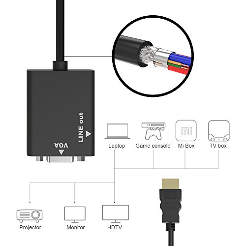 Tikitaka HDMI auf VGA Adapter + 3,5 mm AUX Audio Kabel HDTV Video Konverter Adapter für PC Laptop Xbox Digital Kamera AC107 - 5