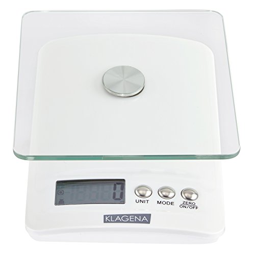 KLAGENA Digitale Küchenwaage mit LCD-Display, in weiß, bis 5000 g – Elektronische Waage / Lebensmittel-Waage / Brief-Waage / Tisch-Waage / Digital-Waage – mit 2 Jahren Geld-zurück-Garantie .. - 7