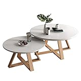 ✔ Mesas apilables para sala de estar: este moderno juego de 2 mesas laterales redondas están hechas con una tapa de madera maciza blanca y patas de madera, que consta de 1 mesa grande y 1 mesa auxiliar de nido pequeñas.