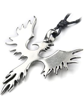 Drache Phoenix Schmuck Amulett Talisman Schmuckzinn, Länge mit Hänger: 6cm lang, inkl. Textilband Biker Kette...