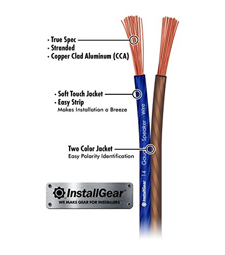 InstallGear 14 Gauge AWG 100ft Speaker Wire True Spec and Soft Touch Cable