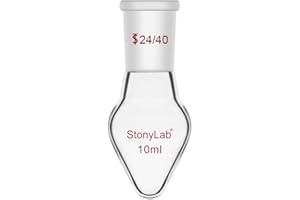 stonylab Recovery Flask, Heavy Wall Single Neck Borosilicate Glass Rotary Evaporator Flask with 24/40 Standard Taper Outer Joint, Pear-shaped Lab Flask, 10 ml