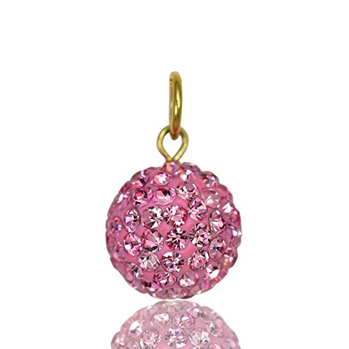 Lua Joia9ct Gold Shamballa Glitter Ball Pendant made with Swarovski Crystal Womans Jewellery - Choose colour