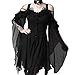 Produktbild Riou Gothkleid Damen Gothic Kleidung Schwarz Vintage Steampunk Off Shoulder Viktorianische Cocktailkleid Partykleid Cosplay Kostüm Für Fasching Karneval Halloween Weihnachten (5XL, schwarz)