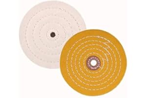 Mnixy Buffing Polishing Wheel 6 inch White (60 Ply) & Yellow (42 Ply) for Bench Grinder with 1/2" Arbor Hole -2 PCS