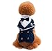 Produktbild Yuncai Marine Anzug Haustier Hund Kleidung Hochzeit Fliege Shirt mit Krawatte für Hunde Blau M