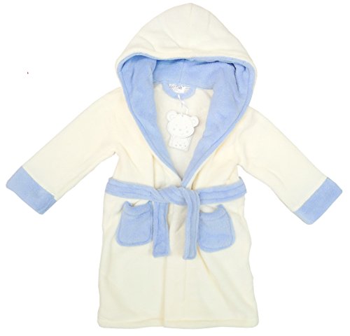 Boys Baby Luxury Supersoft Chunky Hooded Dressing Gown Robe sizes from 6 to 24 Months