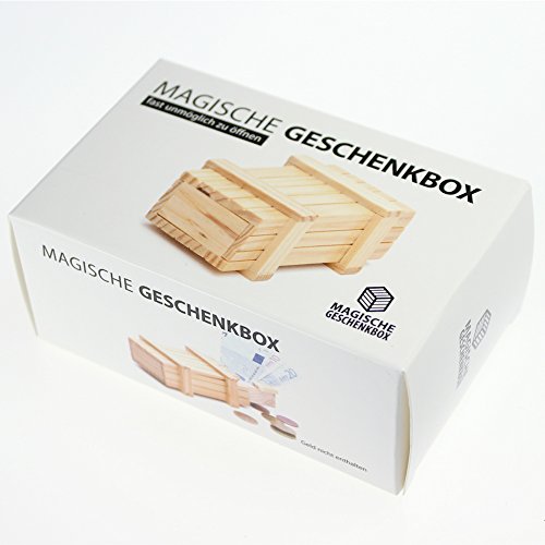 Magische Geschenkbox zur Hochzeit – personalisiert mit Namen und Gravur – Trickkiste für Geldgeschenke – Knobelspiel – Verpackung für Hochzeitsgeschenke – Motiv Ringe – hell – 10,5 x 6,5 x 4 cm - 7