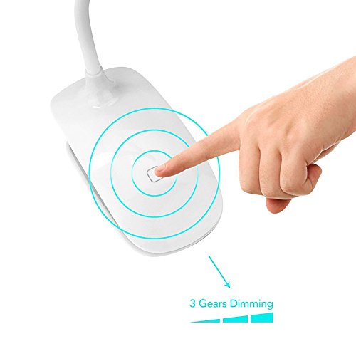 Aogolouk Leselampe Buchlampe, 16 LED Tischlampe Kontrolle Touchscreen, Dimmable eye- Versorgung mit Ladegerät USB Port, 3 Stufe Helligkeit, Flexarm, Lampe Reise, Portable LED wiederaufladbar Leselampe für Lesen Licht, Lesung verstellbar Büro Lampe für Erwachsene/ Kinder - 3
