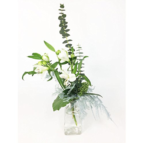 12 x Glasflaschen in dekorativer, quadratischer Form H 13 cm Tischvasen Glasvasen - 4