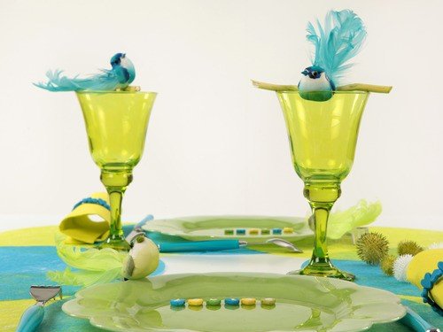 Deko-Vögel mit Clip apfelgrün, 12 x 3,8 cm, 2 Stück, Tisch- und Raumdeko Baumschmuck - 2